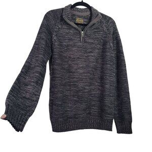 Lucky Brand Men's 1/4 Zip Heathered Grey Knit Pullover Sweater Size Small